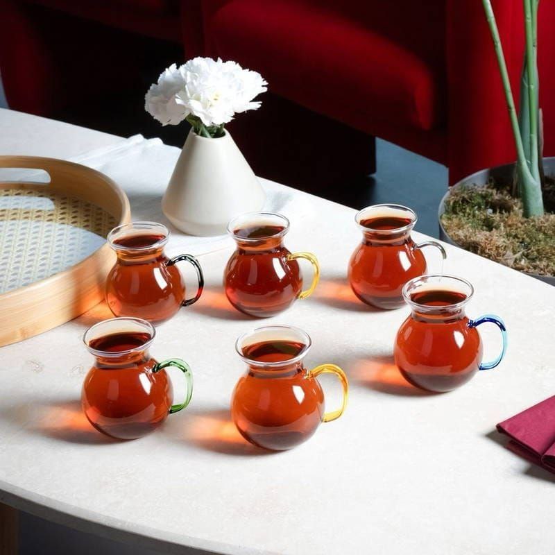 استکان پیرکس شاهین ۶ عددی خمره ای
