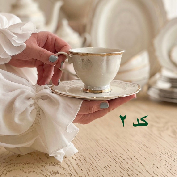 سرویس فنجان و نعلبکی چینی استخوانی ۱۲ پارچه ۶ عددی انجلیکا - کد ۱