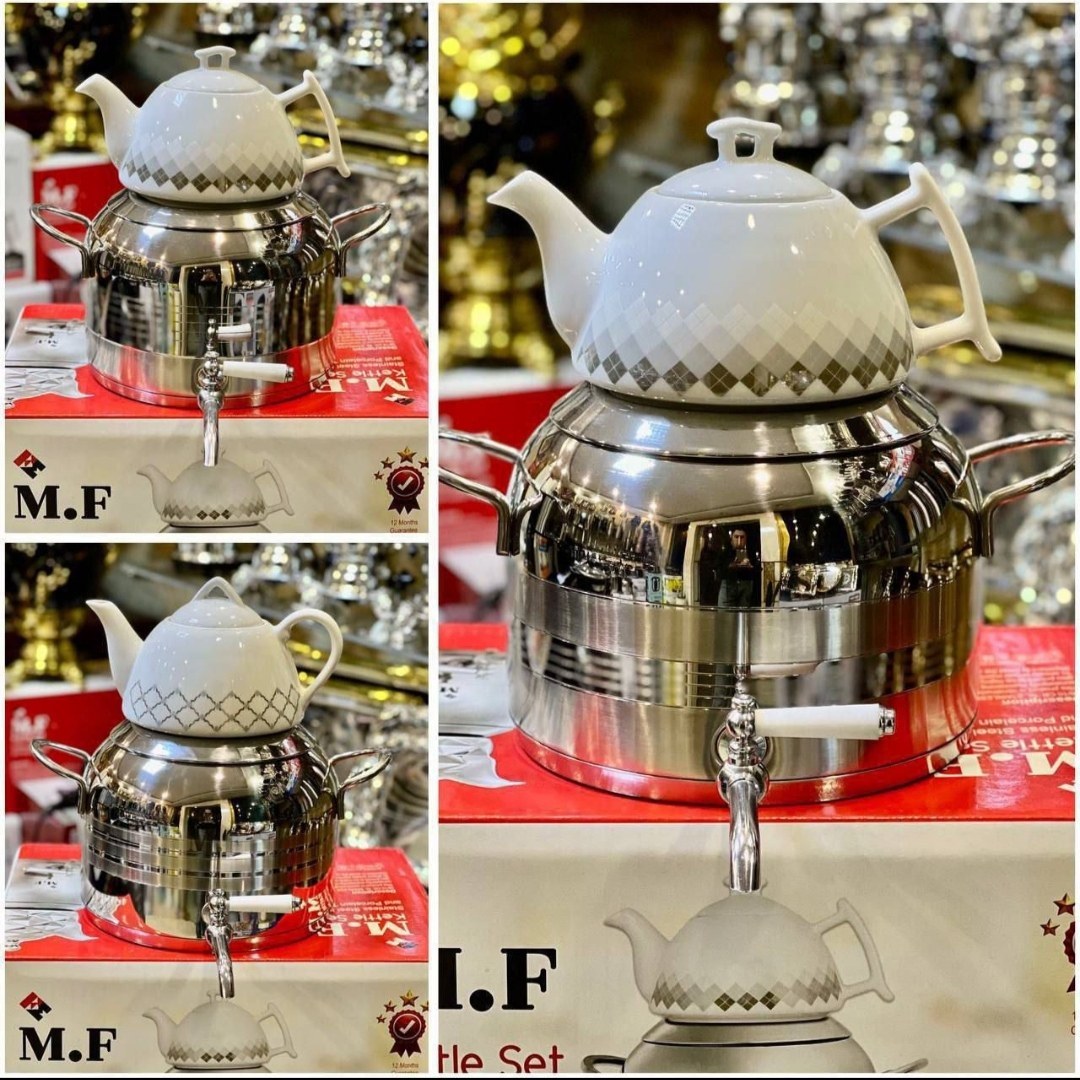 کتری و قوری استیل M.F طرح ترک