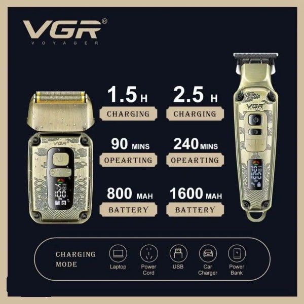 ماشین اصلاح وی جی آر مدل V641 با تکنولوژی برش مستقیم و ضد آب